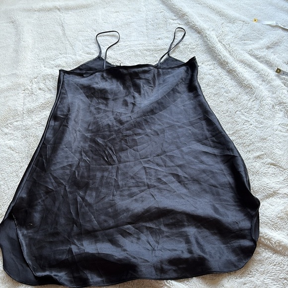 Secret Treasures Vintage Black Satin Slip Dress – Size Medium | Lace Trim | - Picture 5 of 6